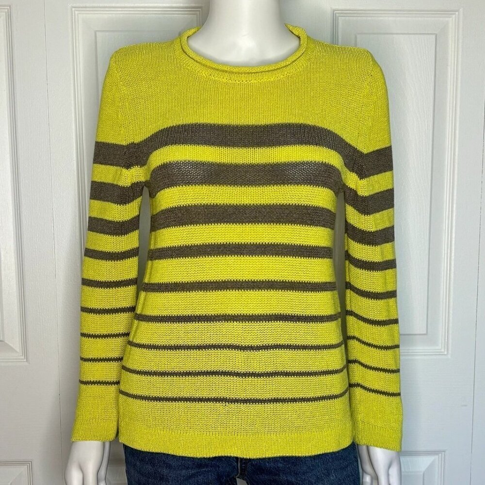 SAINT JAMES women's sweater small Chartreuse Green + Brown - Picture 2 of 4